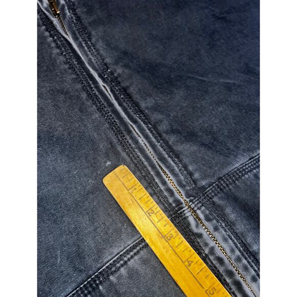 Vintage Cabelas Men faded black Insulated Canvas Chore Work Coat Hooded size  XL - Picture 9 of 10